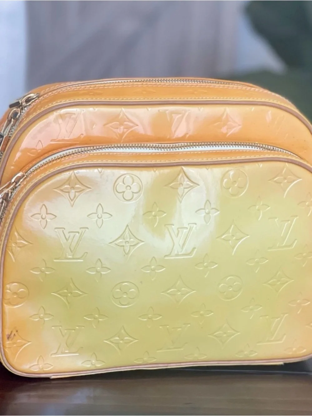 Louis Vuitton Vernis Ombre Yellow to Orange Cosmetic Pouch